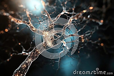 Intricate neural network tree with glowing synapses Stock Photo