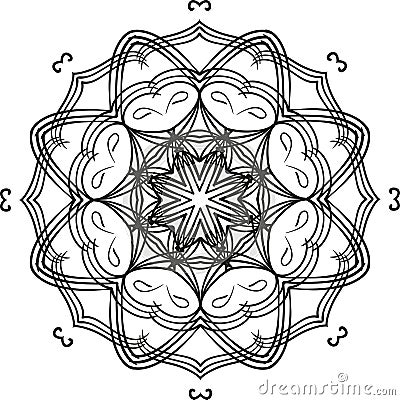 Intricate outline floral mandala circular ornament. Vector Vector Illustration