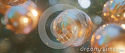 Intricate patterns of 3D spheres with glitter creating a mesmerizing abstract background Stock Photo