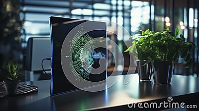 Intricate Patterns and Symbols: Abstract Biometric Security Interface Stock Photo