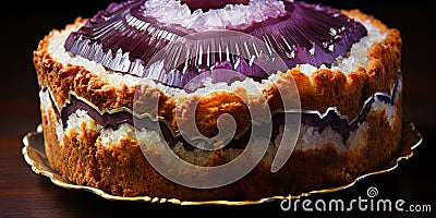 The intricate patterns and textures of a geode, each crystal sparkling with its own inner li Stock Photo