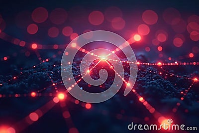 Intricate plexus of glowing lines forming a network internet web Cartoon Illustration