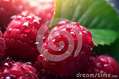 Intricate Raspberry closeup cinematic. Generate Ai Stock Photo