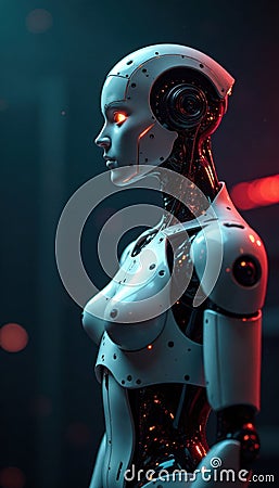 Intricate robot arm backdrop, engineers debate technical specs , factory, line Stock Photo
