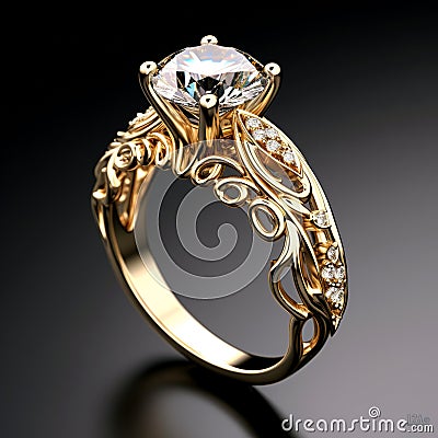 Intricate and Sparkling Royalty-inspired Wedding Ring or Jewelry Piece Stock Photo
