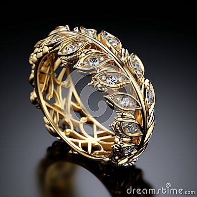 Intricate and Sparkling Royalty-inspired Wedding Ring or Jewelry Piece Stock Photo