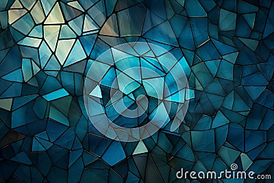 Intricate teal mosaic, Abstract vector background composed of interlocking and dynamic triangles Stock Photo