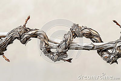Intricate Twists of a Vine, Observing the Complex Textures and Patterns of a Mature Woody Vine Branch, Displaying N Stock Photo