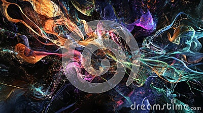Intricate visualization of big data and machine learning with complex neural networks in modern art Stock Photo