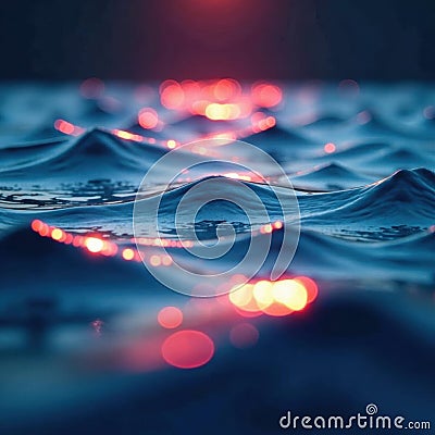 Intricate wave patterns, fragmented light on water, image, close up, gleam Cartoon Illustration