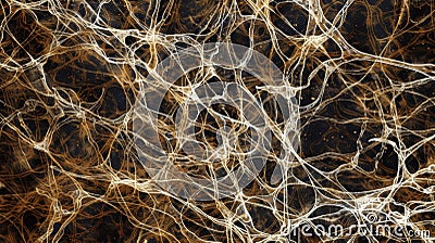 An intricate web of axonal fibers shows signs of fragmentation and degeneration disrupting normal nerve function Stock Photo