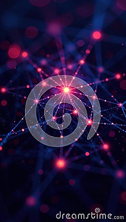 Intricate web of interconnected data points, vibrant colors, SEM, website Stock Photo