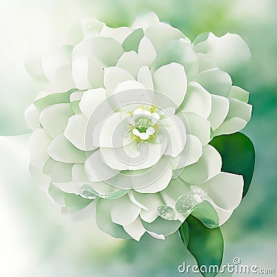 Intricate white petals with a fragrant cascade. Cartoon Illustration