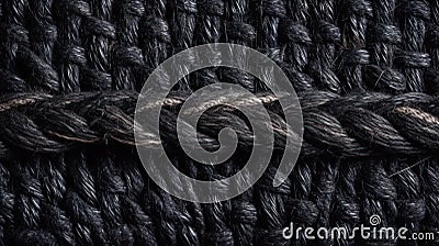 Intricate Wicker: A Macro View of Jute Textile in Black Stock Photo