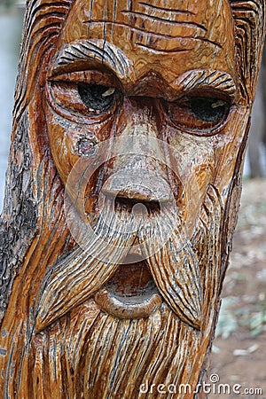 Intricate wood carving on bullabul creek track, bridgewater Editorial Stock Photo