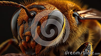The Intricate World of a Bee's Head: A Super Macro View Stock Photo