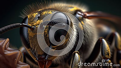 Intricate World: A Super Macro of a Bee's Head in Stunning 8K Resolution Stock Photo