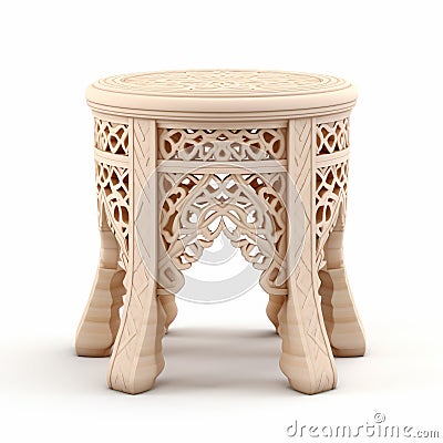 Intricately Carved Daz3d Style Stool With Traditional Techniques Stock Photo