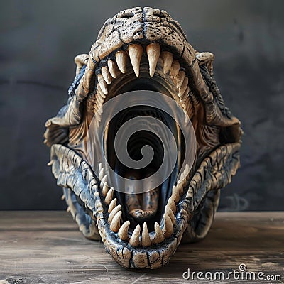 Intricately Carved Wooden Dragon Sculpture Stock Photo