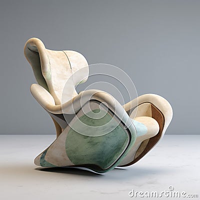 Modern Organic Style Recliner With Distorted Perspectives And Exaggerated Forms Stock Photo