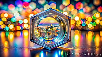 Intriguing Abstract Background Created with a Miniature Hexagonal Prism Lens Exploring Chromatic Aberration TiltShift Stock Photo