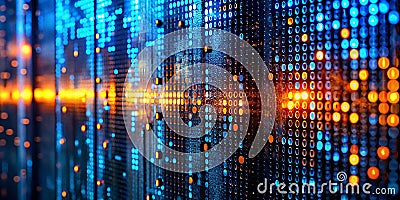 Intriguing Abstract Blue and Orange Binary Code on a Glass Surface A Stunning Visual Representation of Digital Data Stock Photo