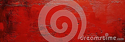 An intriguing abstract texture is created by scratching and layering bright red paint, creating a gloomy but vivid Stock Photo