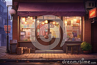 Intriguing Asian shop anime visual novel game. Generate Ai Stock Photo