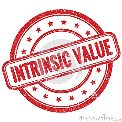 INTRINSIC VALUE text on red grungy round rubber stamp Stock Photo