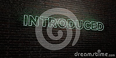 INTRODUCED -Realistic Neon Sign on Brick Wall background - 3D rendered royalty free stock image Stock Photo