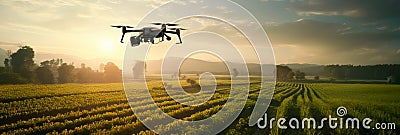 introducing precision farming techniques using tractors and drones equipped with sensors that target specific areas to Stock Photo
