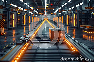 Introducing stateoftheart Automated Robot Sorting Logistics in a cuttingedge Hightech Warehouse Stock Photo