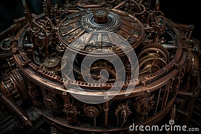 Rustic Bronze Dreamscape in Retro Futuristic Darkness (AI Generated) Stock Photo