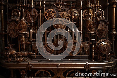 Rustic Bronze Dreamscape in Retro Futuristic Darkness (AI Generated) Stock Photo