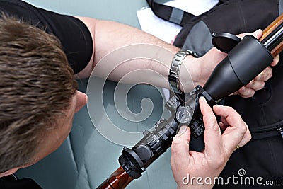 Introduction corrections in rifle shooting Stock Photo