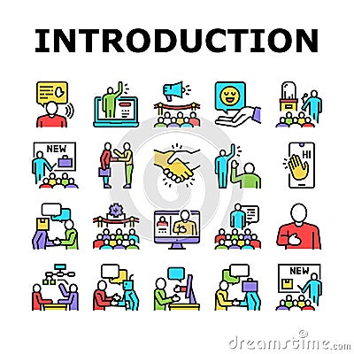 Introduction Speech Collection Icons Set Vector Vector Illustration