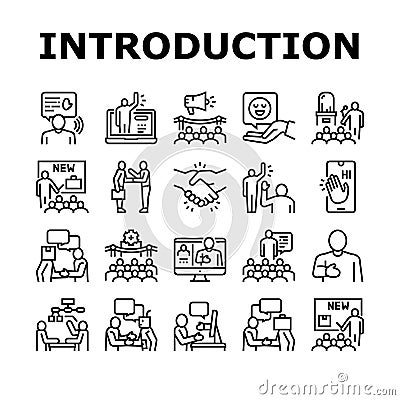 Introduction Speech Collection Icons Set Vector Vector Illustration