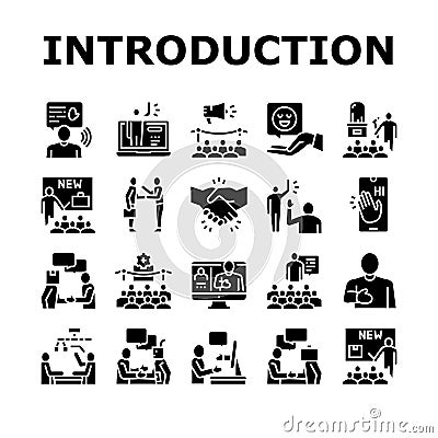 Introduction Speech Collection Icons Set Vector Vector Illustration
