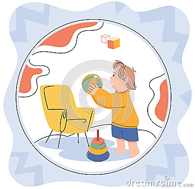 Introvert. The limitation of social interactions can be source of relief for introverts Vector Illustration