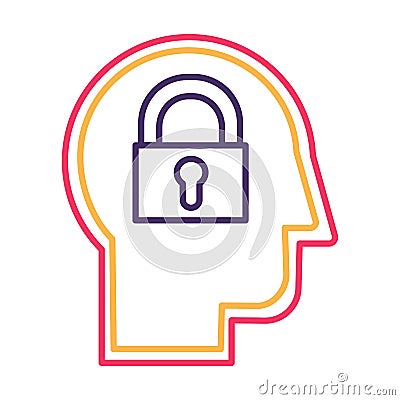 Introvert personality thin line flat vector icon Stock Photo