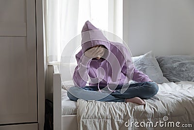 Introvert teen girl suffer from psychological problems Stock Photo