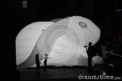 Intrude: Inflatable Rabbit Art Piece Editorial Stock Photo