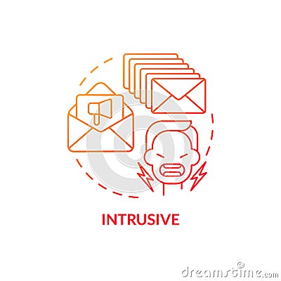 Intrusive red gradient concept icon Vector Illustration