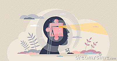 Intuition and future vision sight as ability to predict tiny person concept Vector Illustration