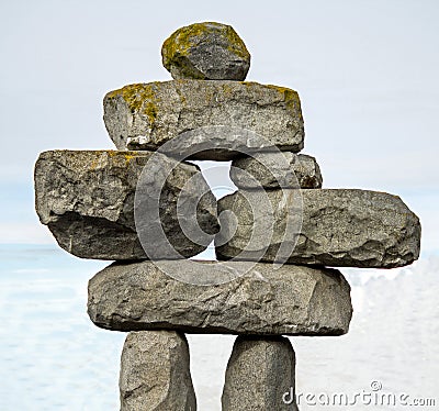 Inuksuk - A Stone Sculpture in the form of a Person - along the Stock Photo