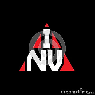 INV triangle letter logo design with triangle shape. INV triangle logo design monogram. INV triangle vector logo template with red Vector Illustration