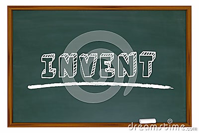 Invent Chalkboard Word Learn Invention School Education Stock Photo