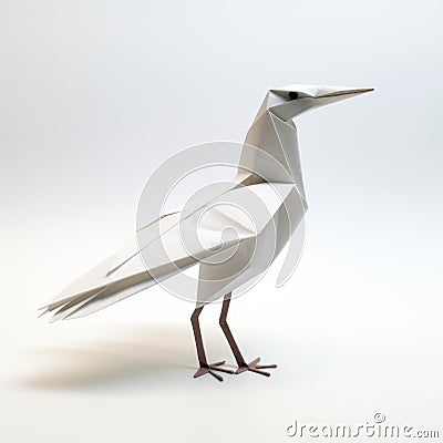 Inventive 3d Model Of Origami White Bird With Bold Structural Designs Stock Photo