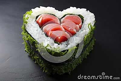 Inventive Heart shaped sushi. Generate Ai Stock Photo