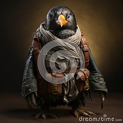 Inventive Penguin In Traditional Bavarian Clothing - Unique Character Design Stock Photo